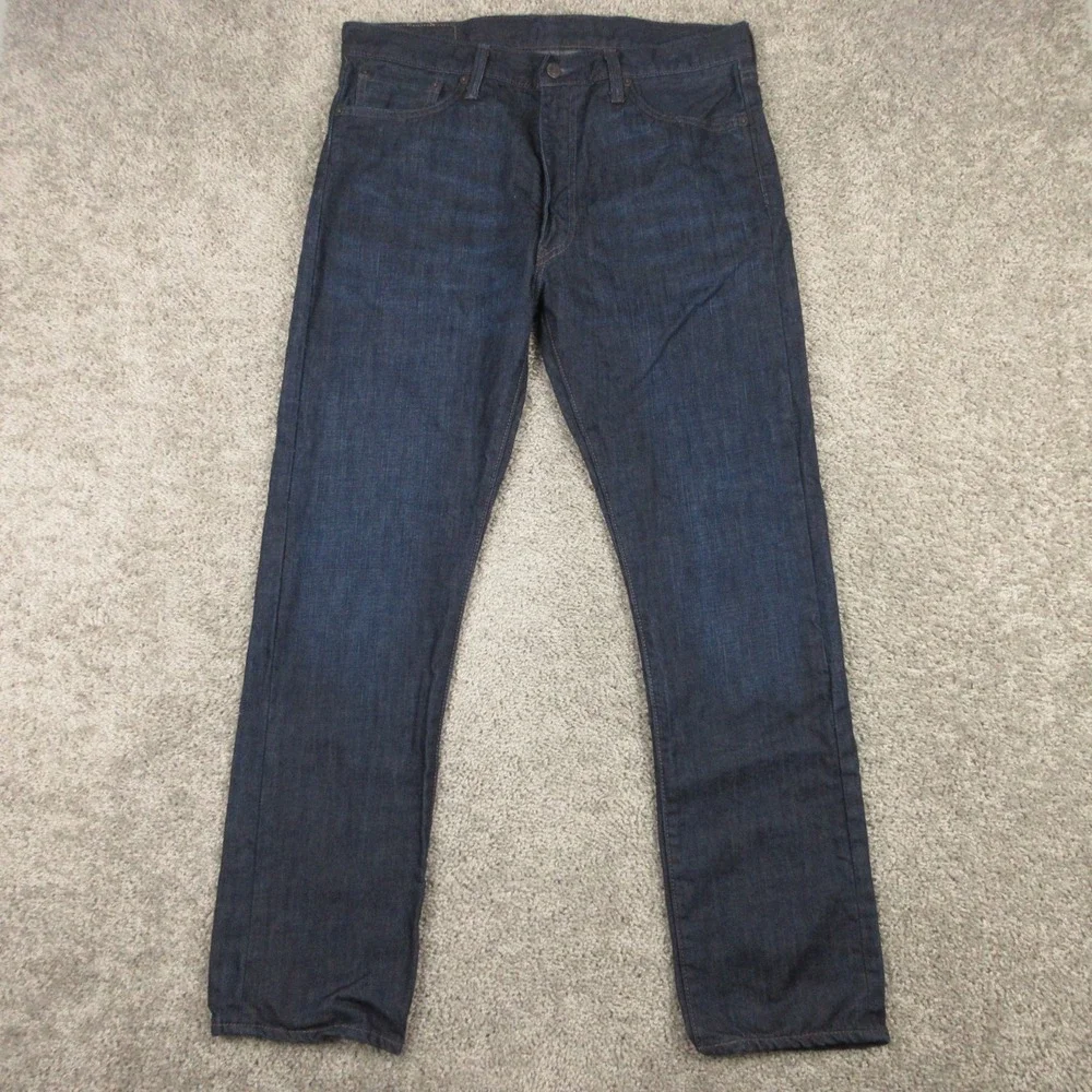 Levis Jeans Mens 36x32 Blue 513 Slim Straight Faded Dark Wash Whisker Denim Pant